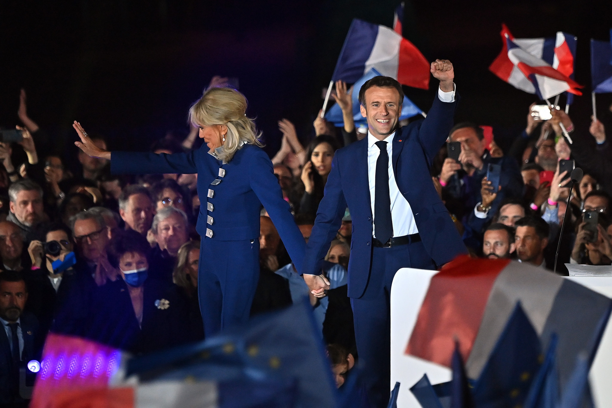 Emmanuel Macron, right, has been re-elected as President of France ©Getty Images