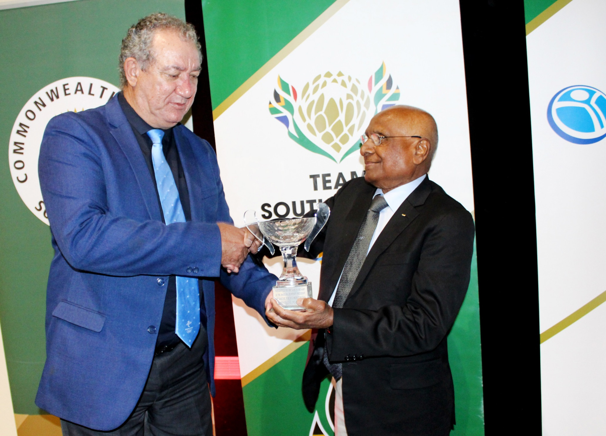 Veteran anti-apartheid campaigner Sam Ramsamy, right, was named Honorary President of the South African Sports Confederation and Olympic Committee ©SASCOC