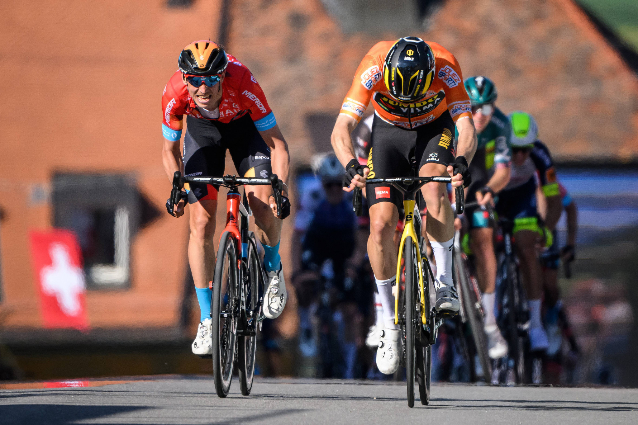 Dylan Teuns had just enough to beat Australian  Rohan Dennis to win the first stage of the Tour de Romandie ©Getty Images