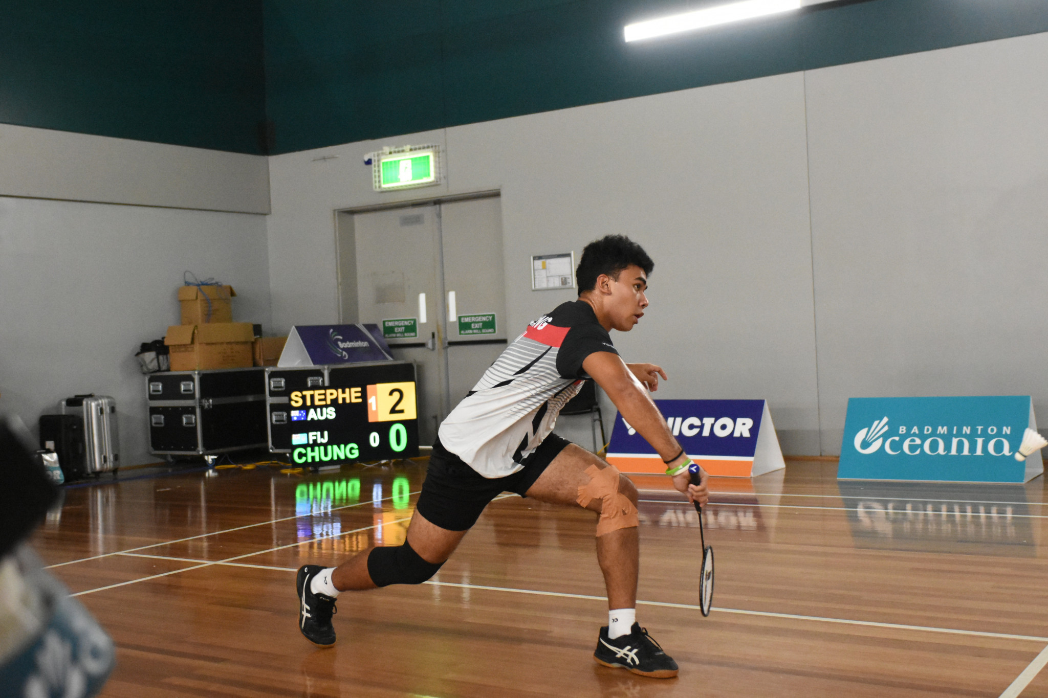Jared Chung suffered a straight game defeat to home favourite Ephraim Stephen Sam ©Badminton Victoria