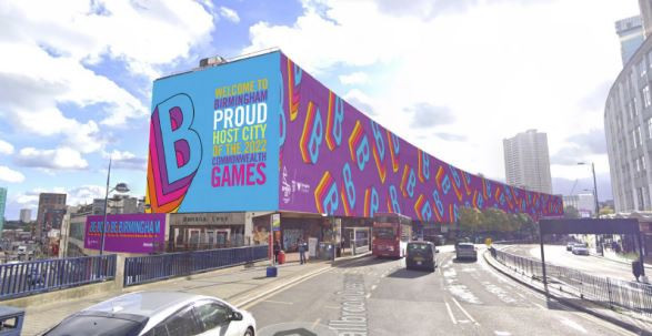 Four large banners advirtising the Commonwealth Games are set to go up at the Ringway Centre ©Birmingham City Council