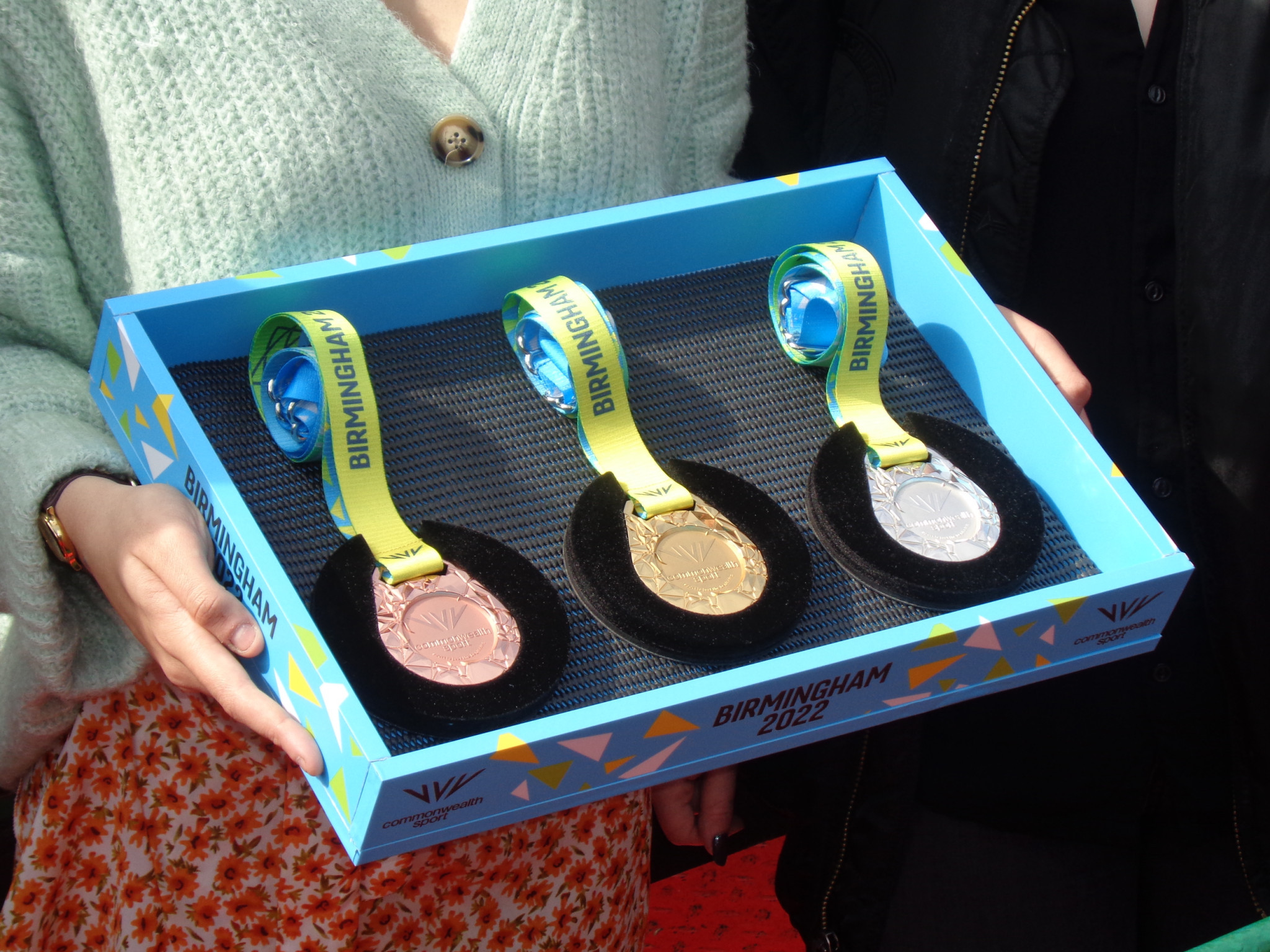 The medals, displayed here in a presentation tray, have been inspired by a map of Birmingham's roads and canals ©ITG