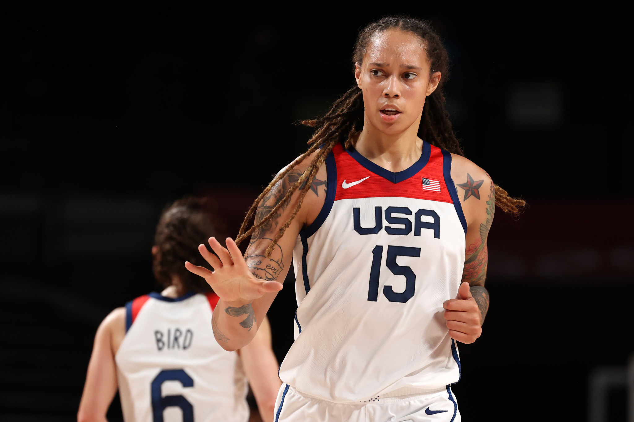 The United States' two-time Olympic basketball gold medallist Brittney Griner was arrested at an airport in Moscow in February ©Getty Images