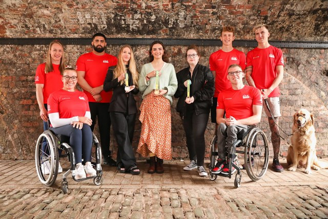 Team England athletes joined the medal designers for the unveiling of the Birmingham 2022 Commonwealth Games medals ©Lensi Photography