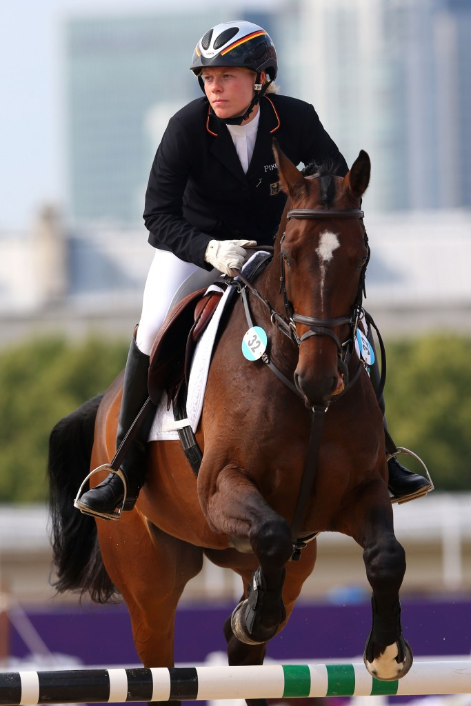 Annika Schleu, pictured competing at London 2012, finished second in a German 1-2 ©UIPM