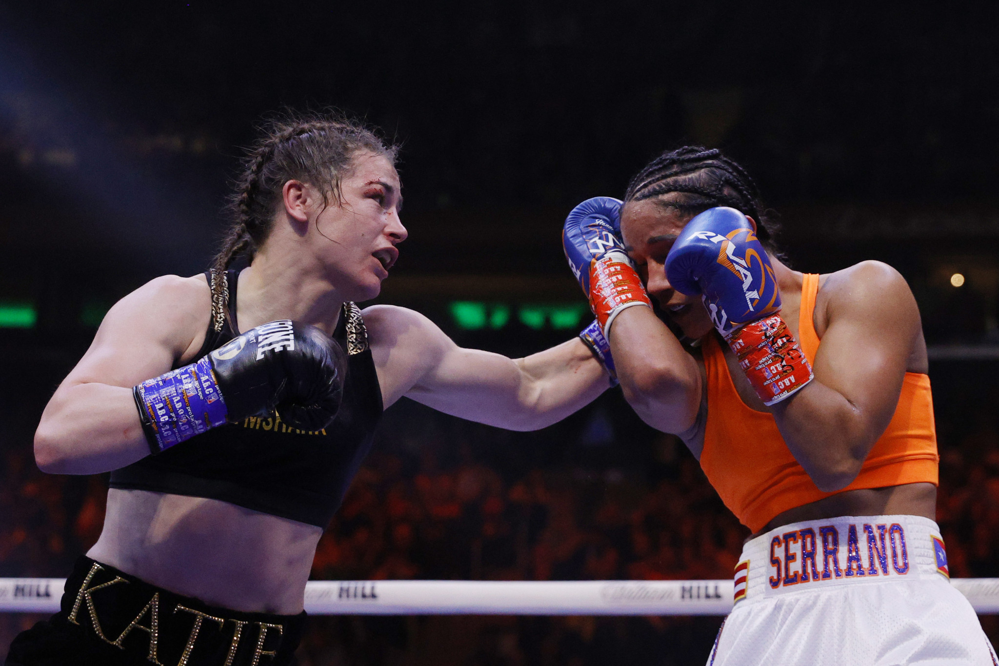 Katie Taylor, left, and Amanda Serrano became the first female fighters to headline a boxing bill at Madison Square Garden last weekend, and produced a memorable fight ©Getty Images