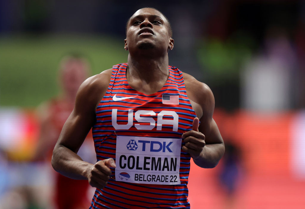 Christian Coleman will run his first 100m since winning the 2019 world title when he competes in tomorrow's Golden Grand Prix meeting in Tokyo ©Getty Images