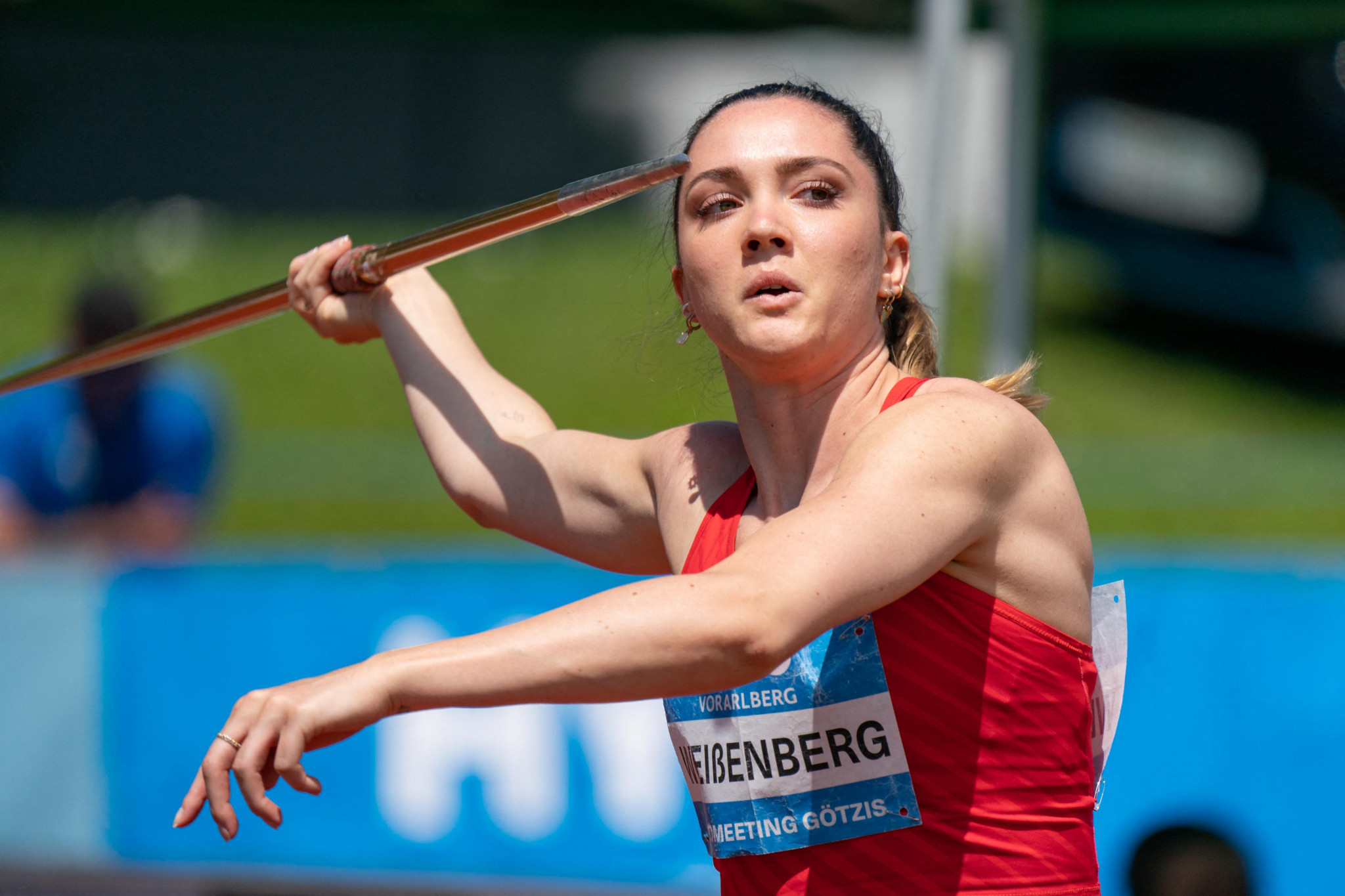 Sophie Weissenberg of Germany came out on top in the javelin on her way to winning the women's decathlon event in Ratingen ©Getty Images