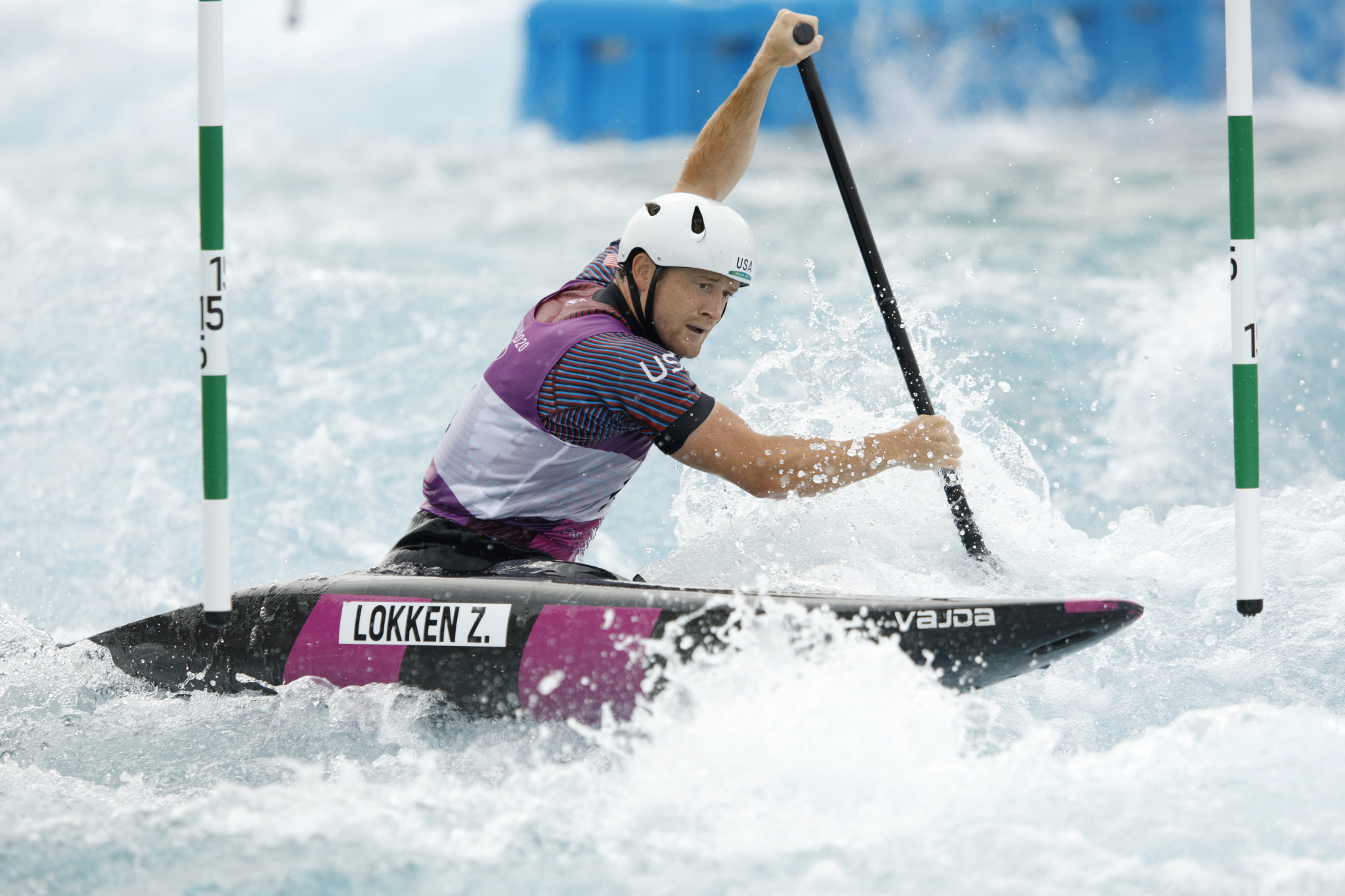 Zachary Lokken of the US won the men's canoe heats on the final day of the Pan American Canoe Slalom Championships in Oklahoma City ©Getty Images