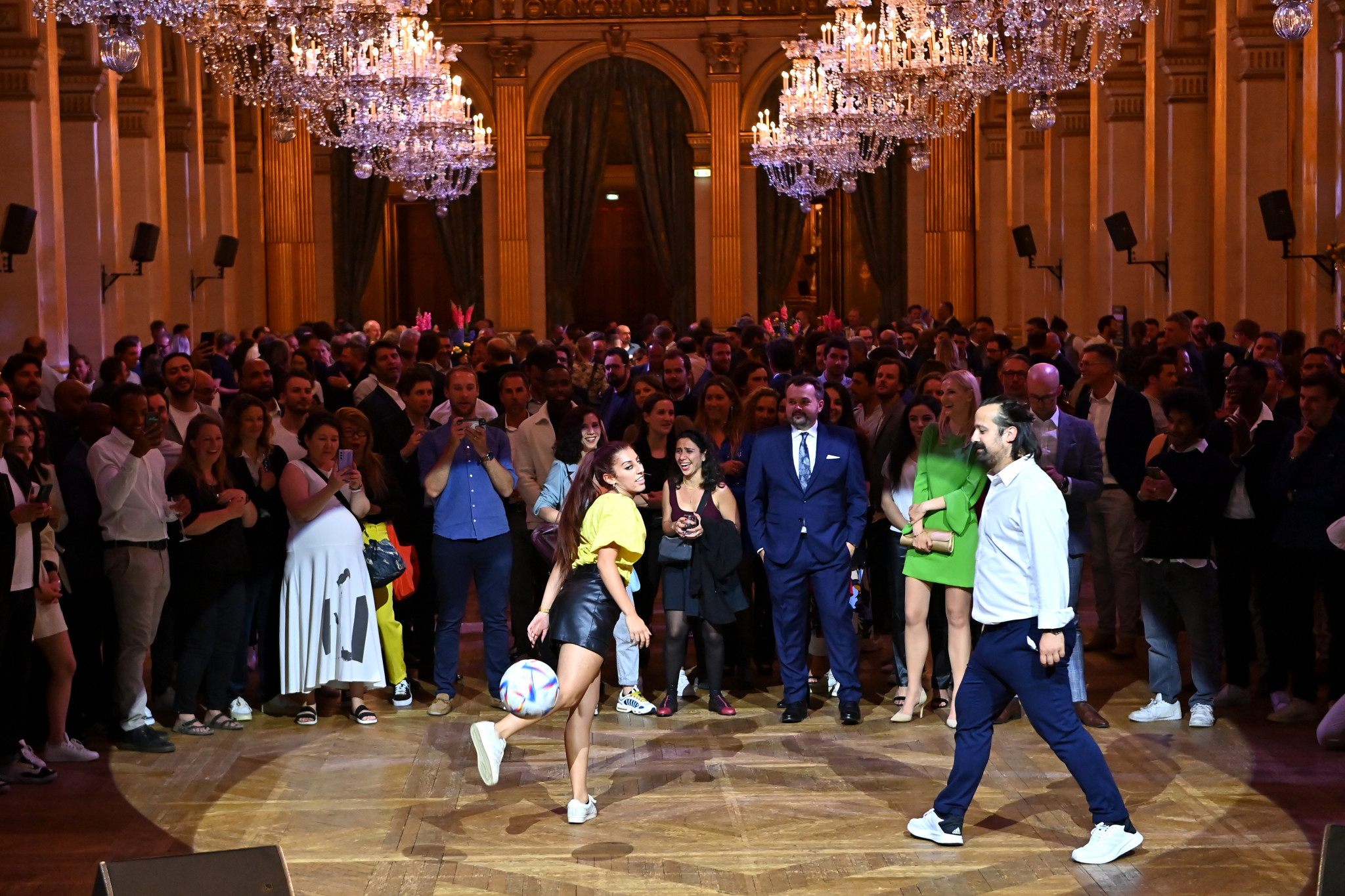 Freestyle footballer Lisa Zimouche showed off her skills in front of guests ©Getty Images