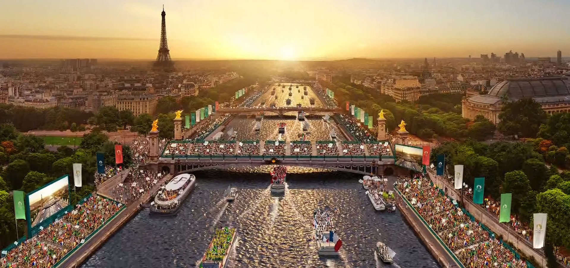 Organisers plan for 600,000 people to line the River Seine for the Paris 2024 Olympics Opening Ceremony ©Paris 2024