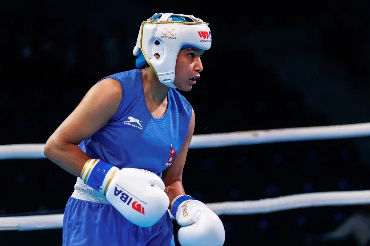 Nepal's Susma Tamang came up short against Mongolian Nyamsuren Janchiv despite a strong third round ©IBA
