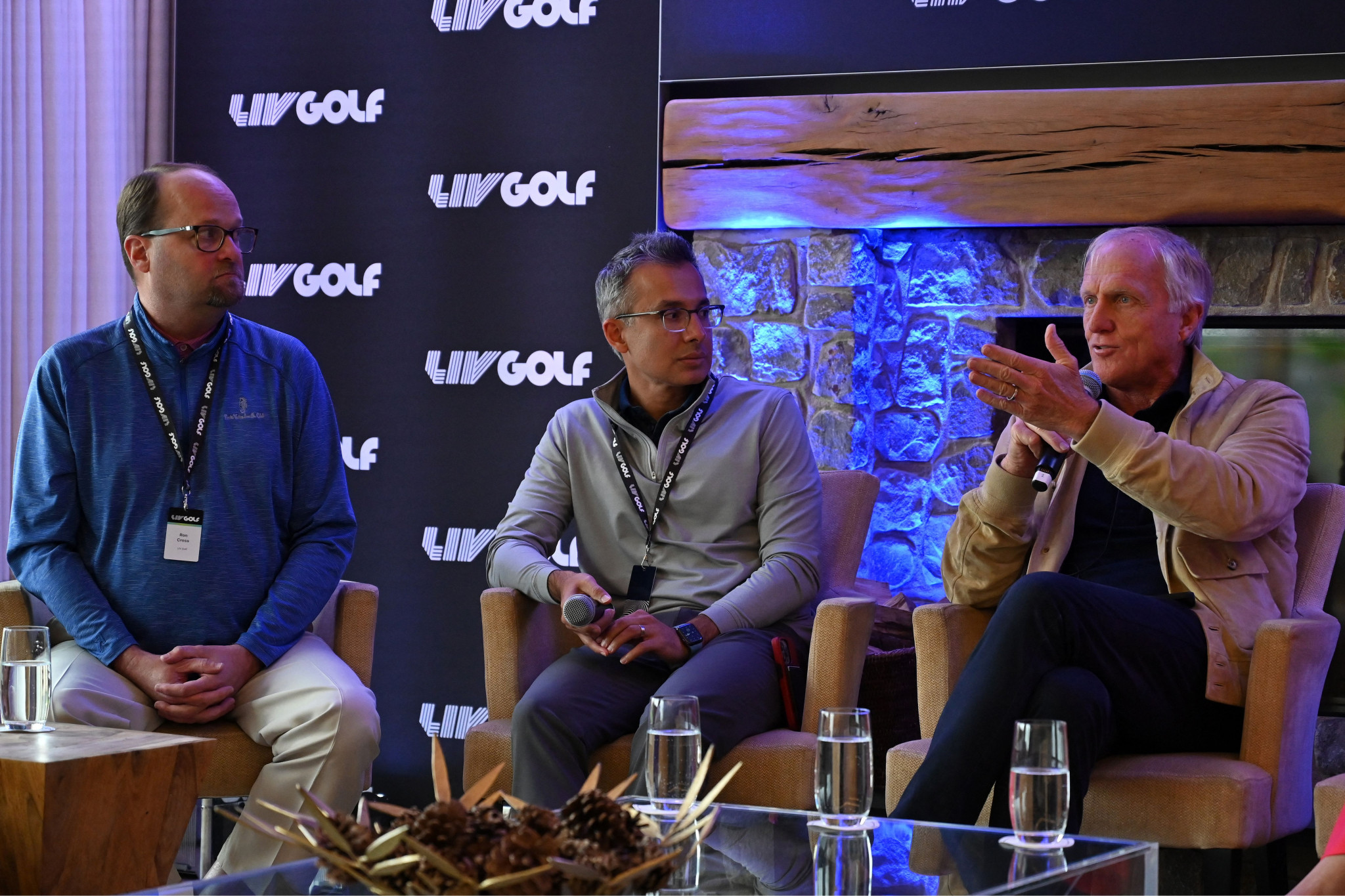 Greg Norman, right, has expressed his anger at the PGA Tour decision to deny waivers for the first LIV tournament ©Getty Images