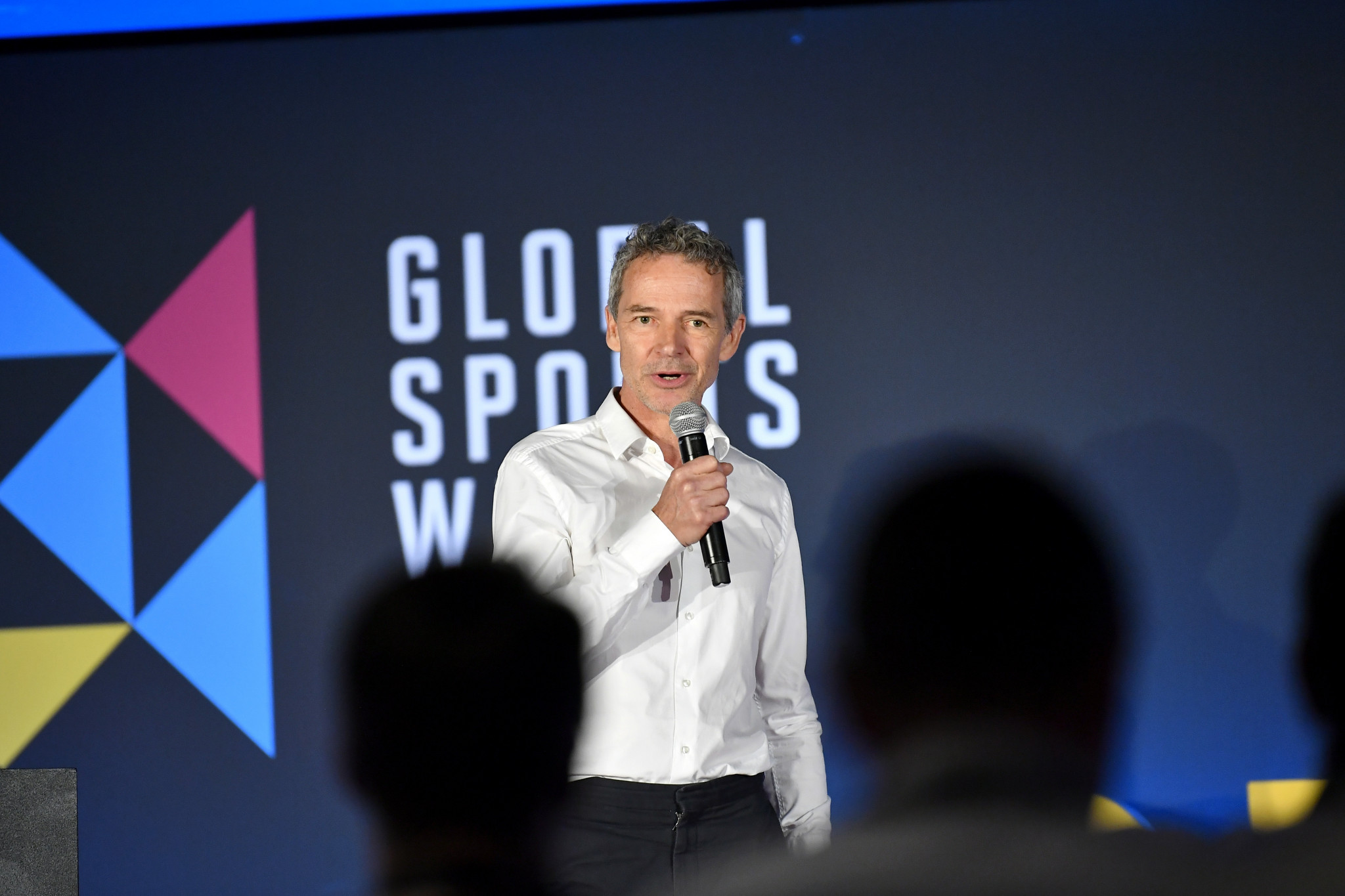 Boyer addressed the audience as the 2022 Global Sports Week came to an end ©Getty Images