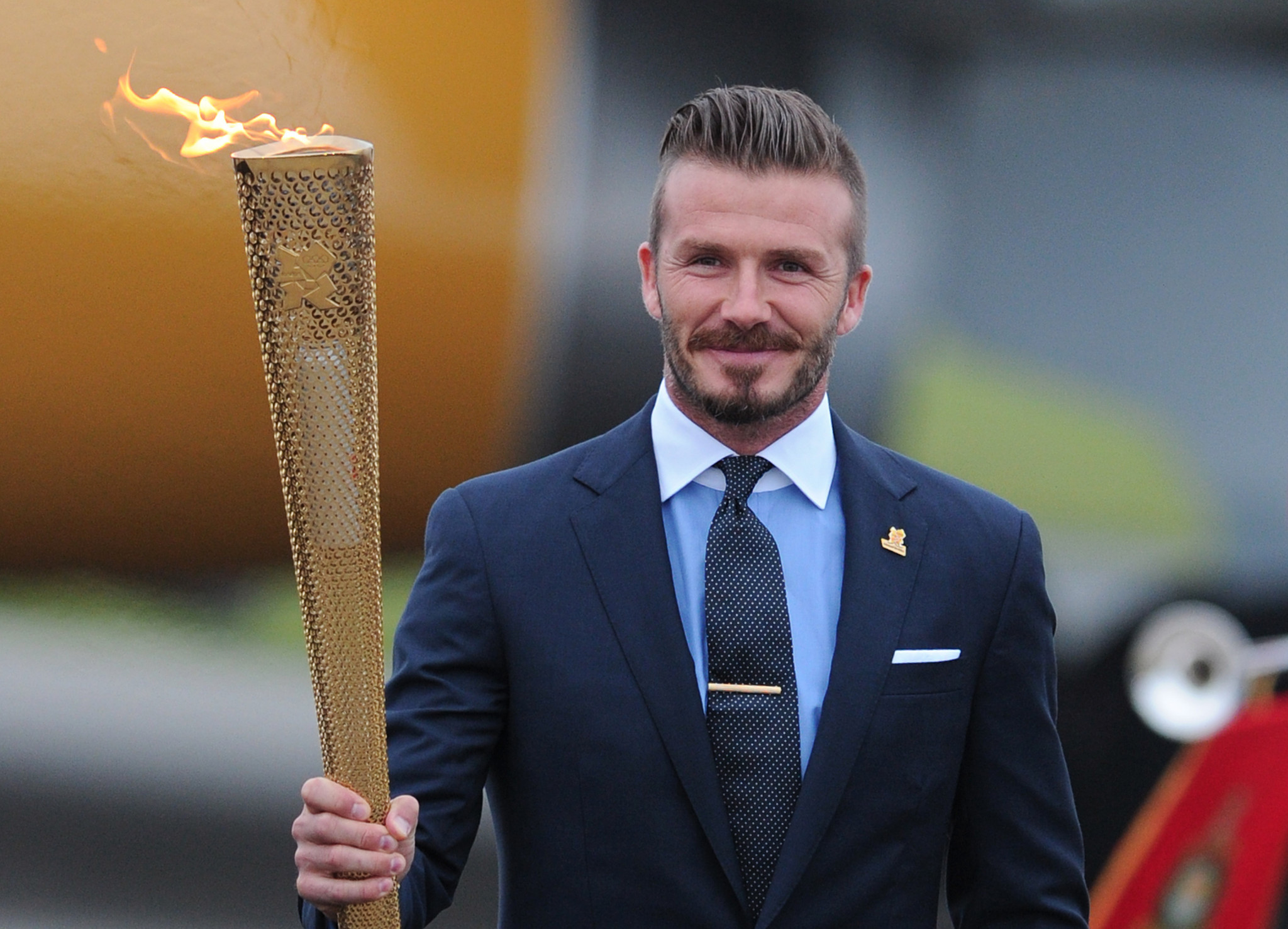 David Beckham was present at both the start and finish of the Flame's journey around Britain ©Getty Images