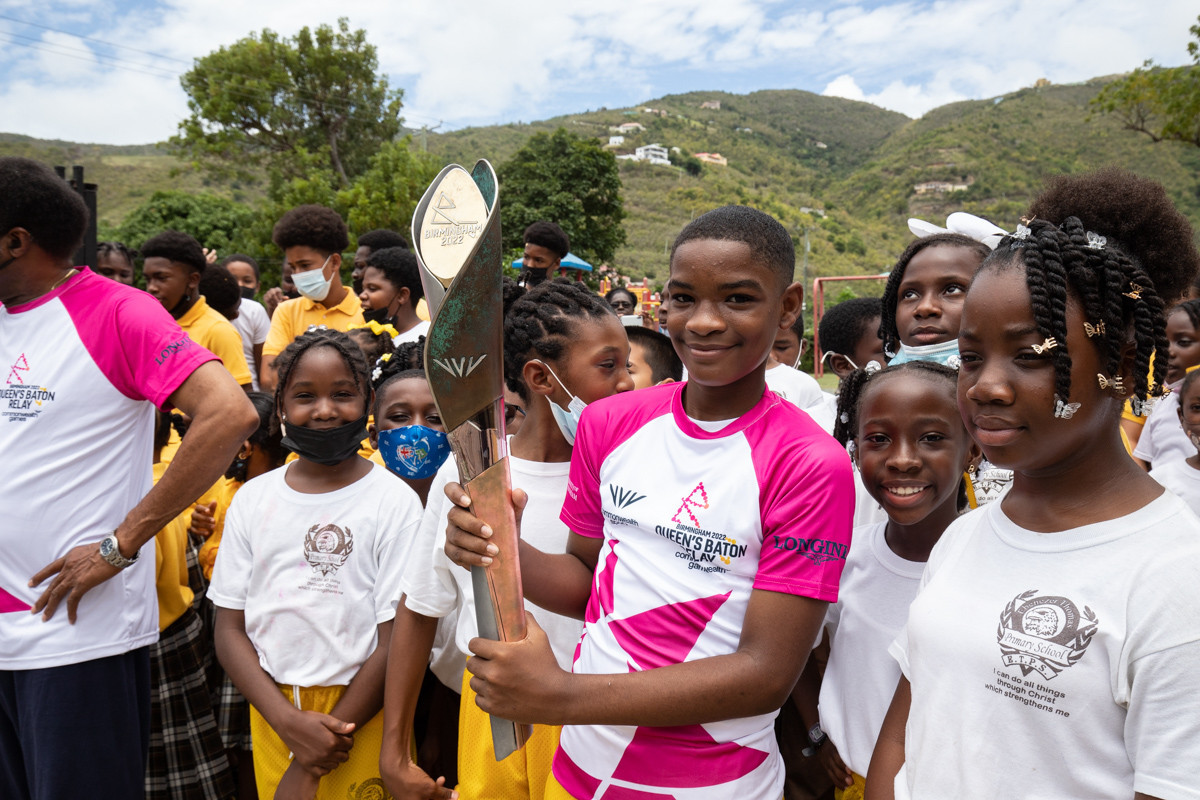 Local children were among those to participate in the Queen's Baton Relay in the British Virgin Islands ©BVI CGA