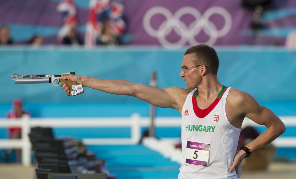 Adam Marosi of Hungary, pictured competing at London 2012, won a thrilling battle for silver ©Getty Images
