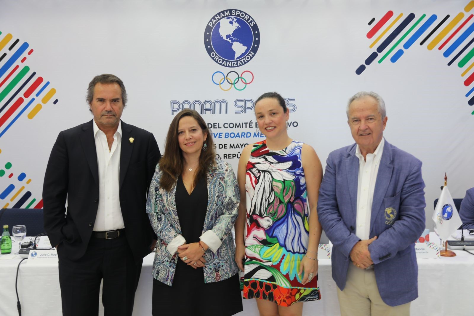 Panam Sport President Neven Ilic, Chilean Sports Minister Alexandra Benado, Santiago 2023 chief executive Gianna Cunazza and Chilean Olympic Committee President Miguel Ángel Mujica, left to right, all attended the meeting in Santo Domingo ©Panam Sports
