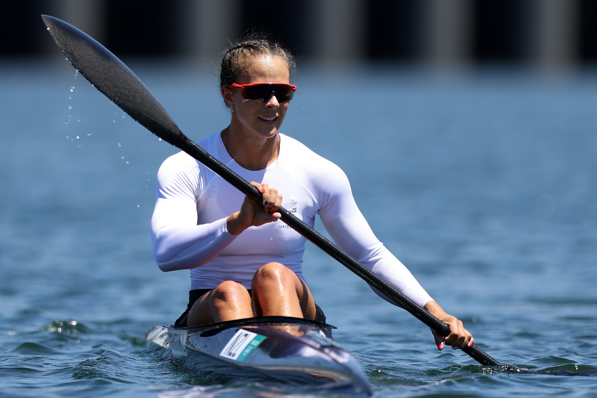 Lisa Carrington of New Zealand showed her class in the women's K1 500 and K4 500 events ©Getty Images