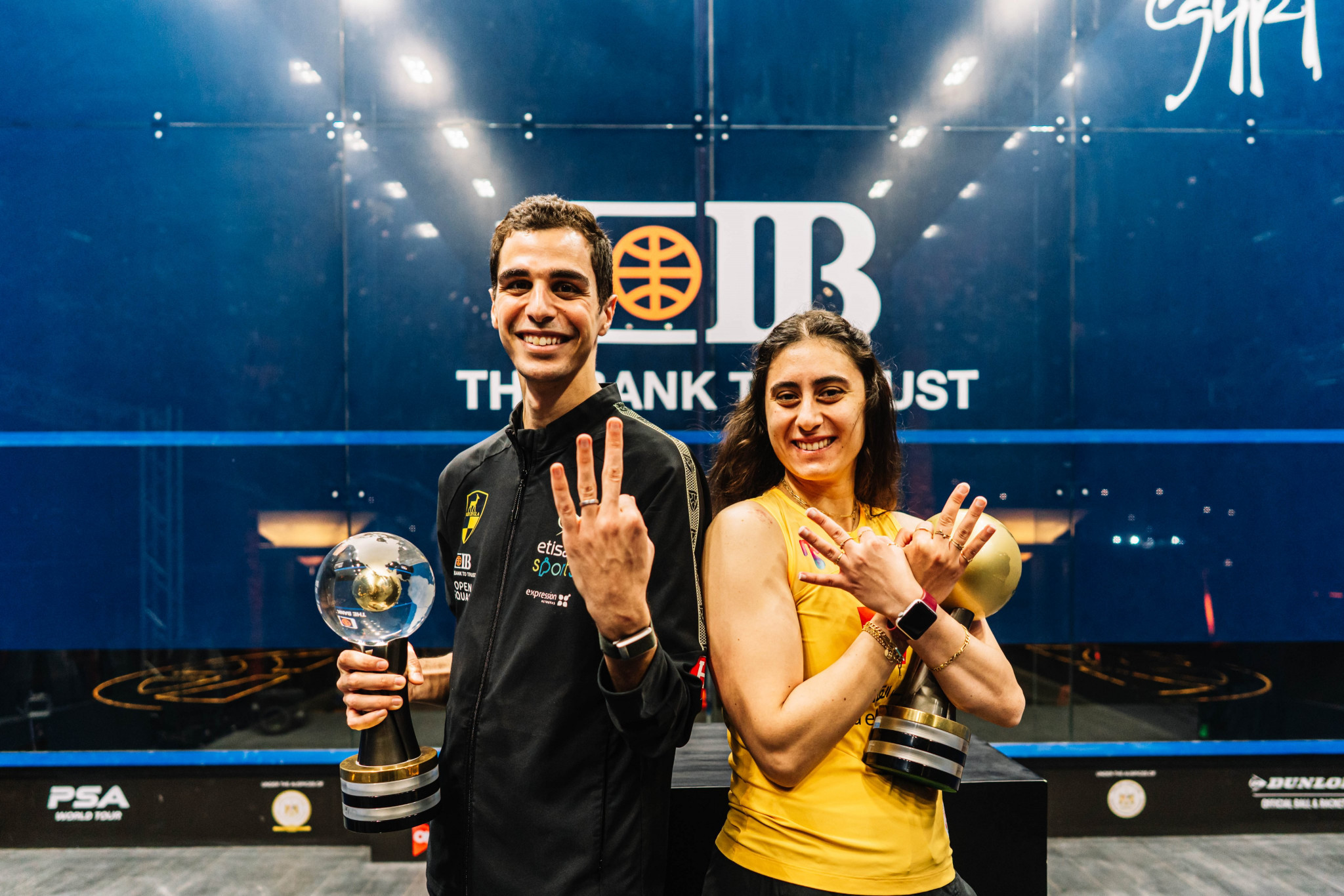 Ali Farag and Nour El Sherbini defended their respective titles in Cairo ©PSA World Tour