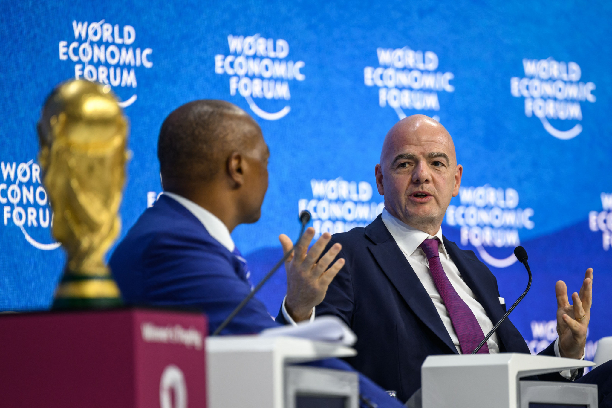 CAF President Patrice Motsepe, left, is a major ally for FIFA President Gianni Infantino ©Getty Images