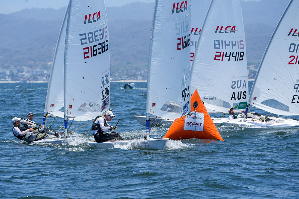 France's Jean-Baptiste Bernaz has a three-point lead after day two of the ILCA 7 Men's World Championship in Mexico ©ILCA