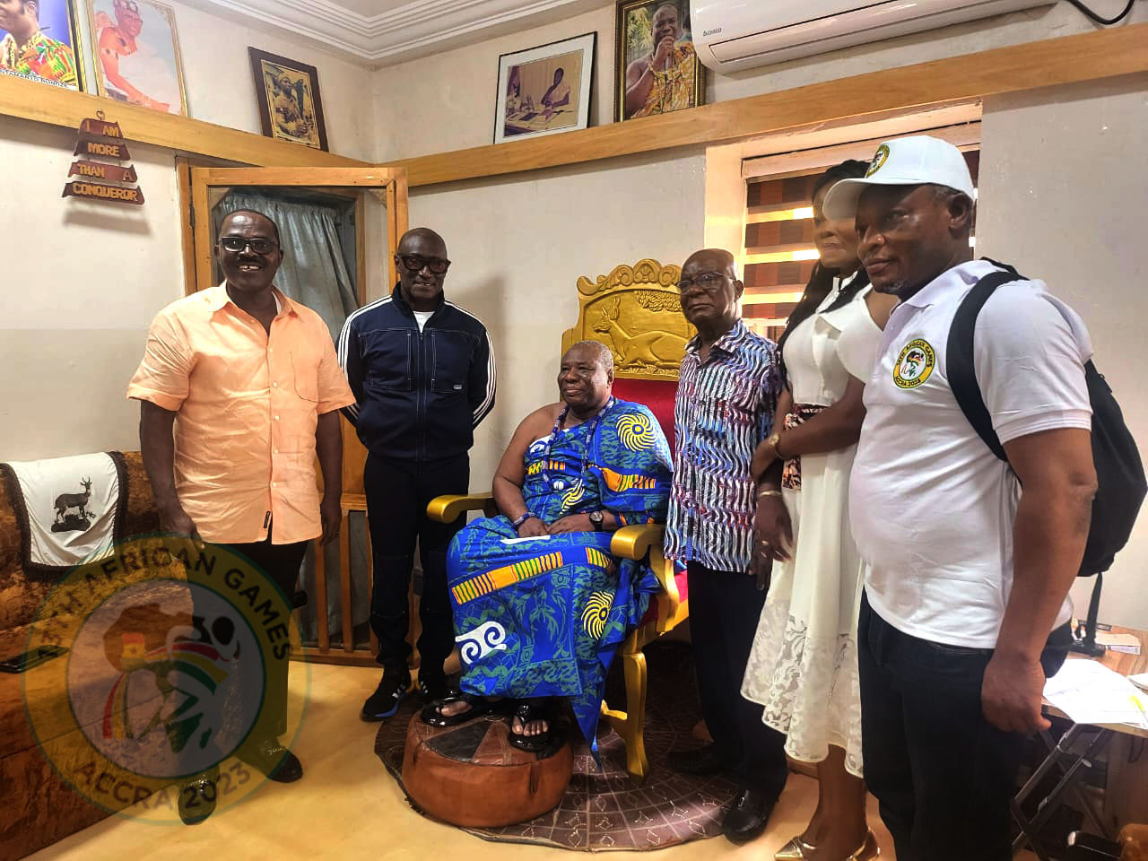 African Games organisers met with Paramount Chief of the Effutu Traditional Area, Neenyi Ghartey VI, during the tournament ©Accra 2023