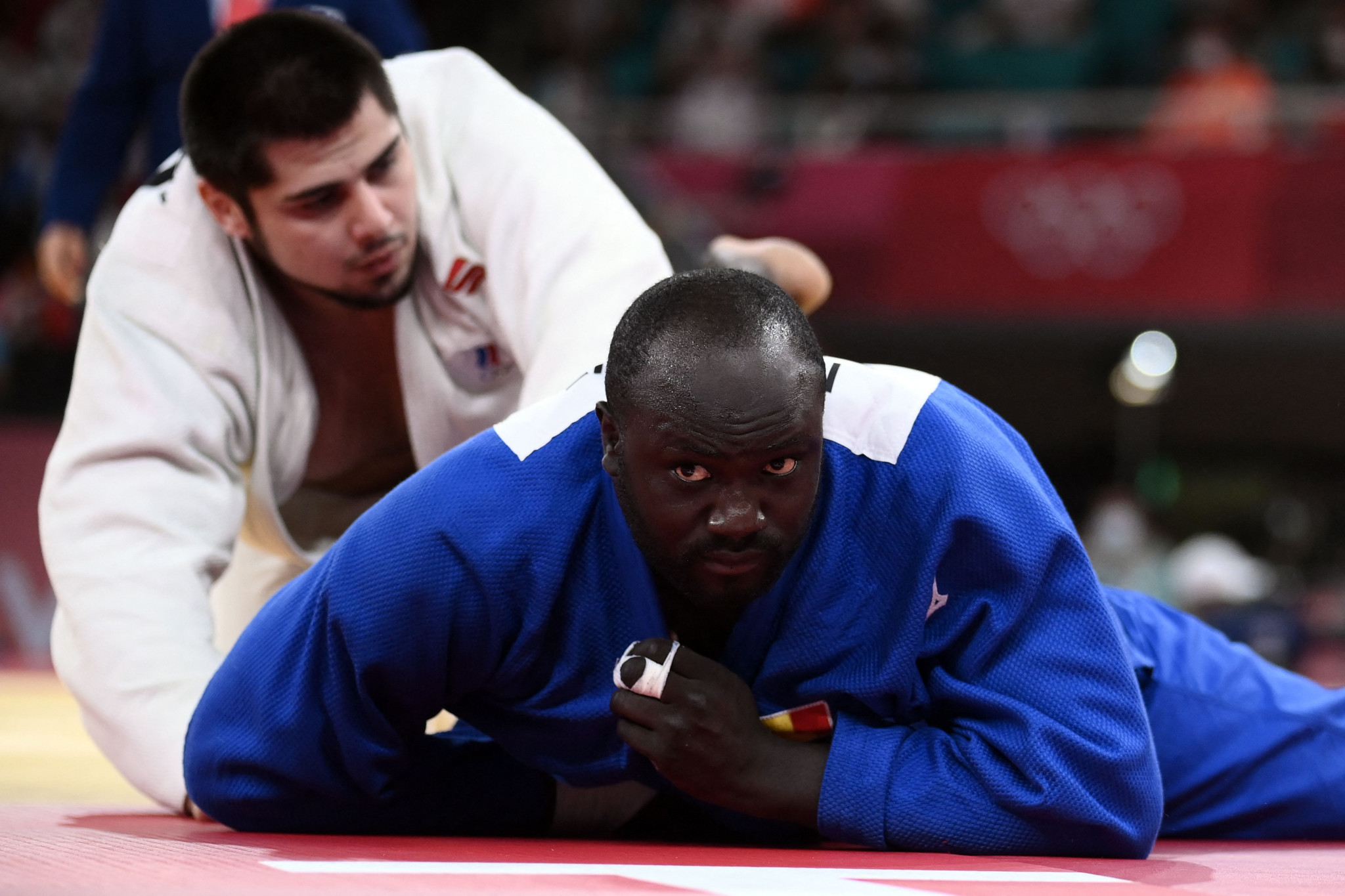 Mbagnick Ndiaye, in blue, is the highest-ranked man at the upcoming African Judo Championships ©Getty Images