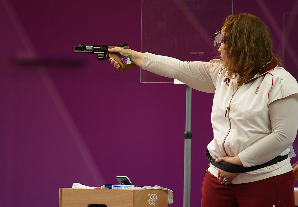Zsofia Csonka of Hungary won the women's 25m pistol medal match at the ISSF Grand Prix in Granada ©Getty Images