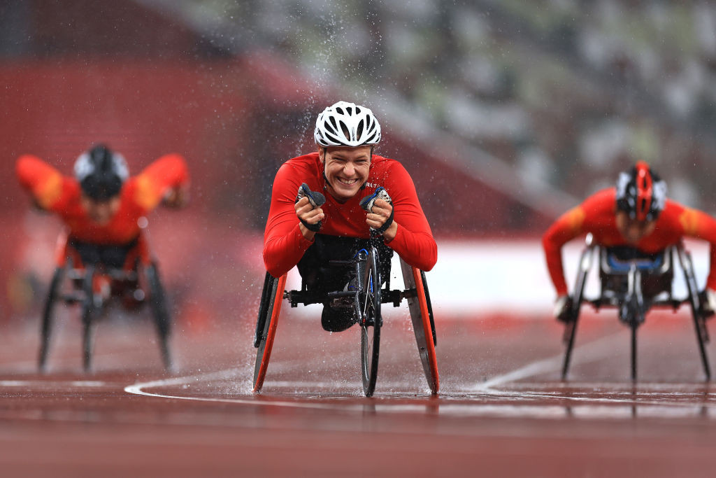 Switzerland's Tokyo 2020 Paralympic T53 400m champion Catherine Debrunner twice broke the T53 800m world record in Nottwil today ©Getty Images