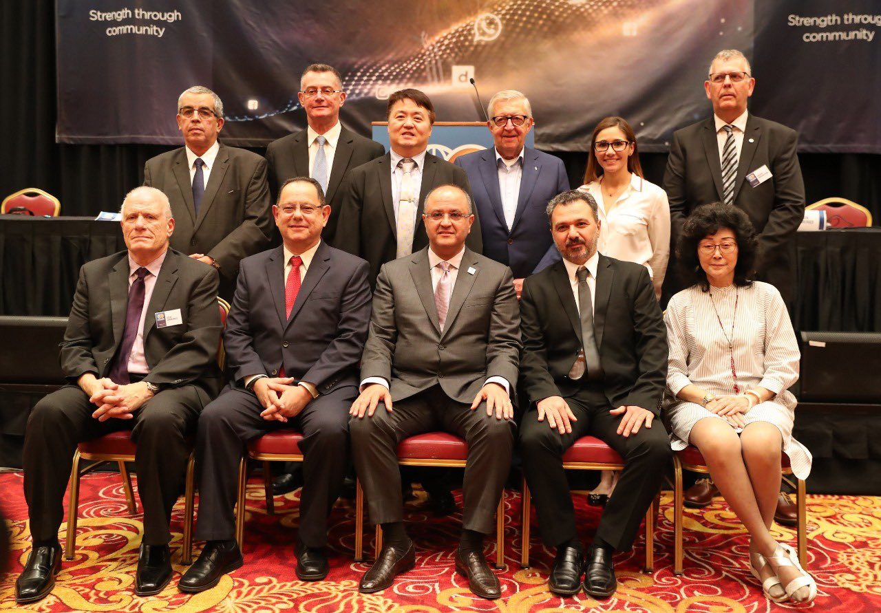 Sheikh Talal, centre, has been replaced by Costa Rica's Martin Faba, second left in front row, as interim President ©IBF