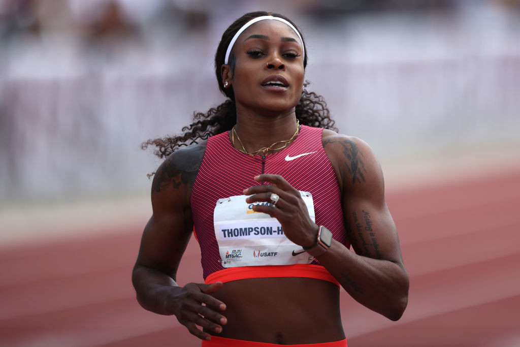 Double Olympic 100 and 200m champion Elaine Thompson-Herah competes at the Prefontaine Classic in Eugene, where she ran 10.54sec for 100m last year ©Getty Images