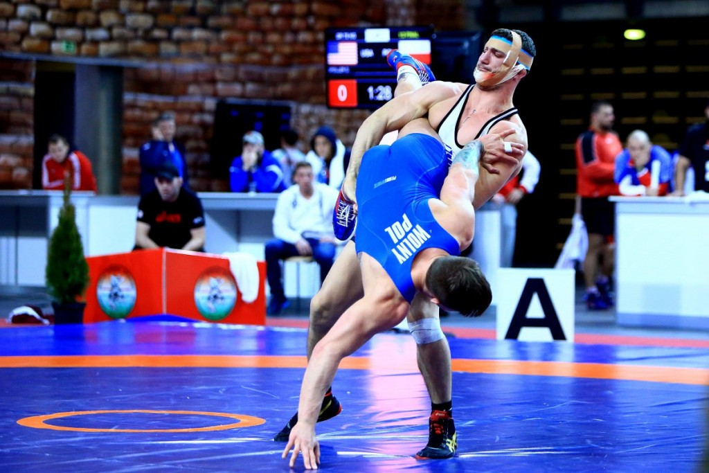 The United States won three gold medals in Greco-Roman wrestling to top the team standings