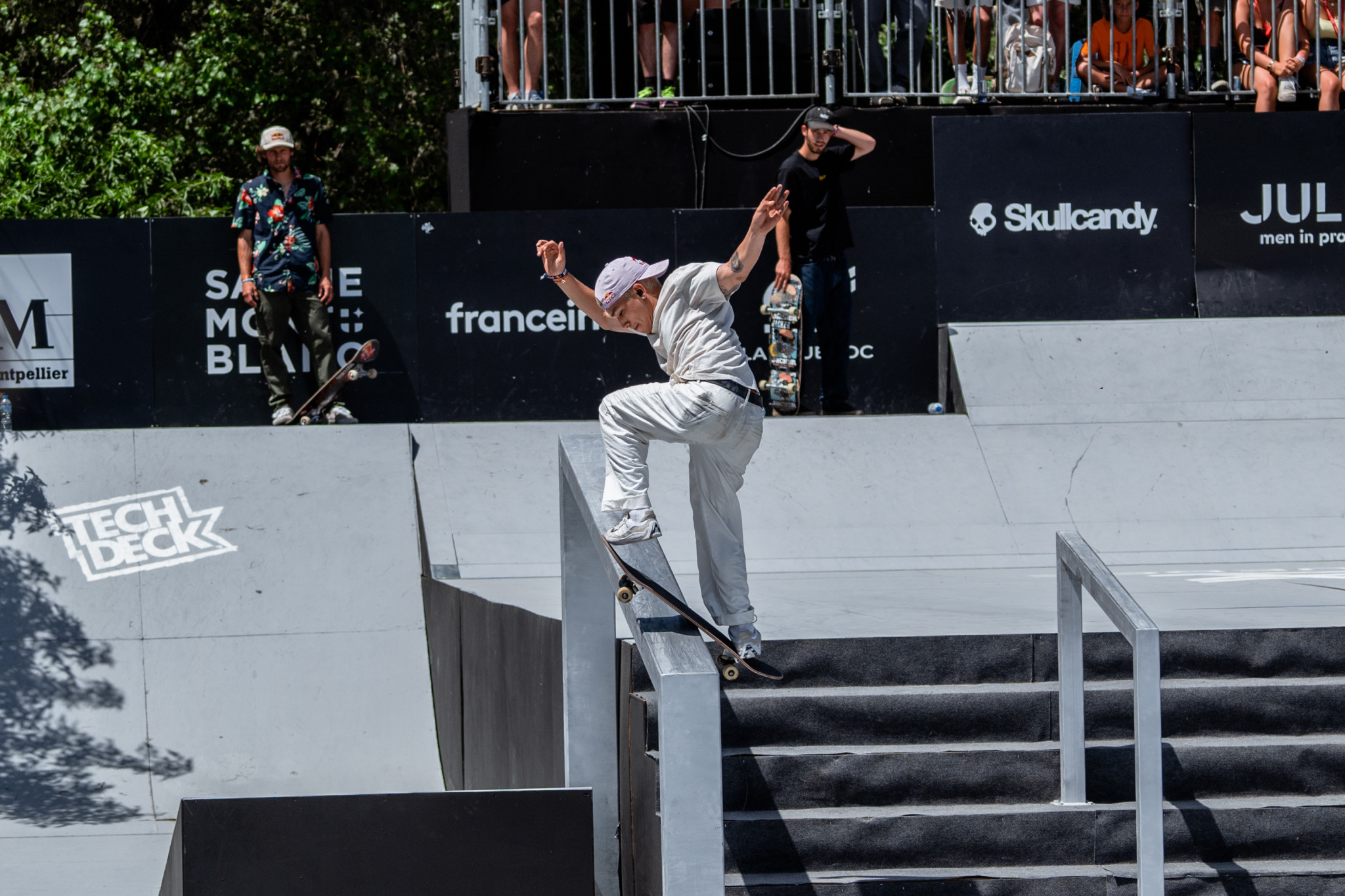 Peru's Angelo Caro led the scoring in the men's street skateboard semi-final with 46.99 points ©Hurricane - FISE