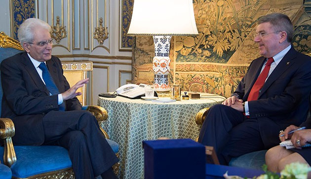 Thomas Bach met with Italian President Sergio Mattarella to discuss Rome's 2024 Olympic bid ©CONI