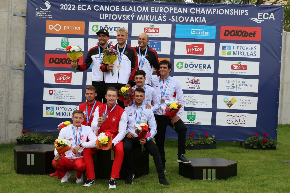 Germany won the men's canoe team event at the Canoe Slalom European Championships in Slovakia today ©ECA