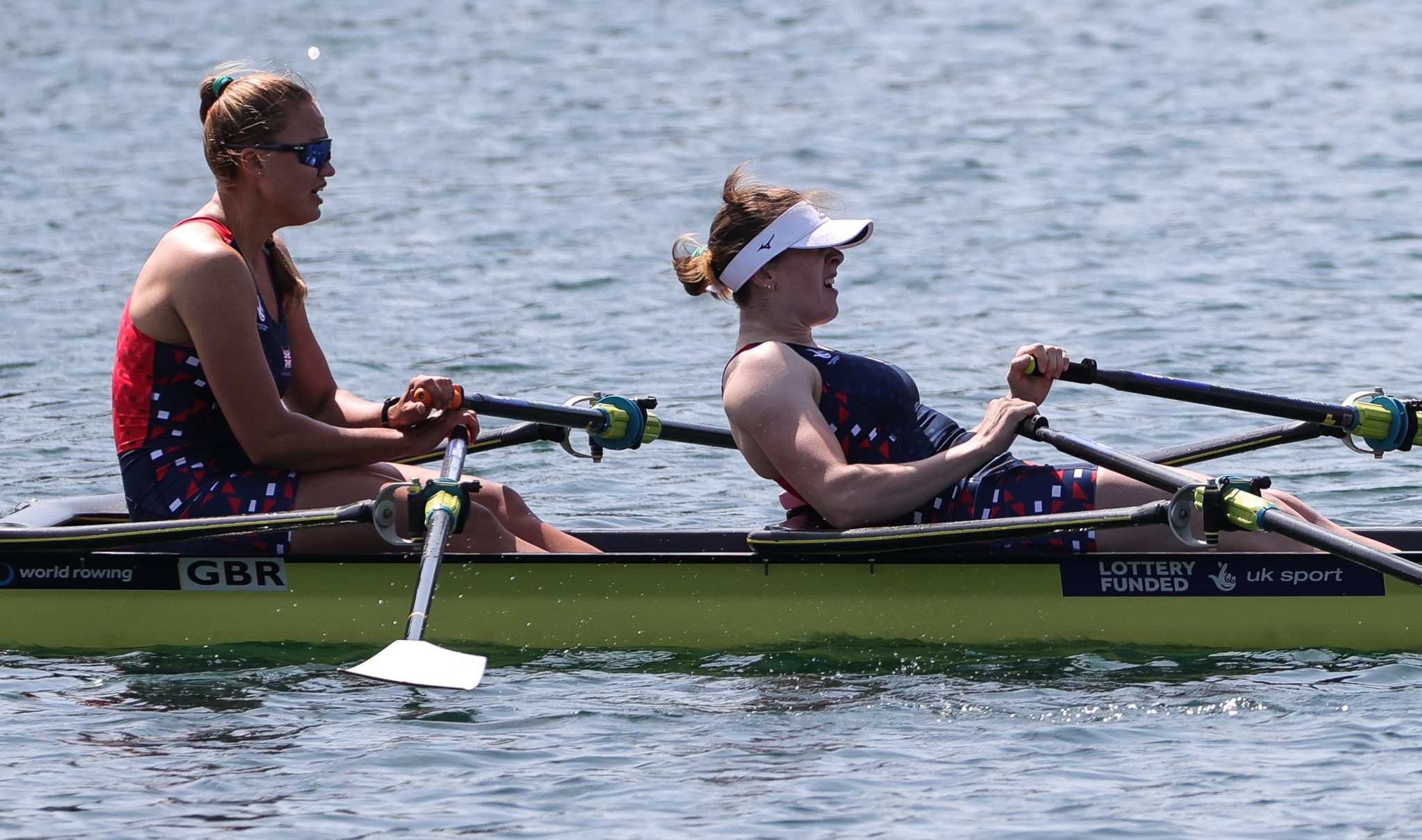 Lola Anderson, left, and Georgia Brayshaw, right, finished first in their women's double sculls heat ©Getty Images