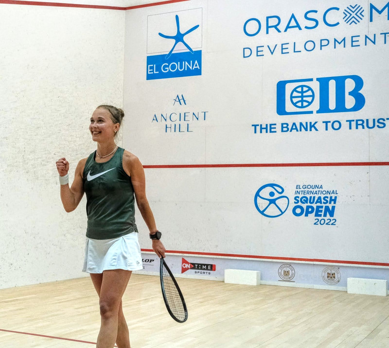 Tinne Gilis caused the shock of the day at the El Gouna Squash International, defeating Amanda Sobhy ©PSA World Tour