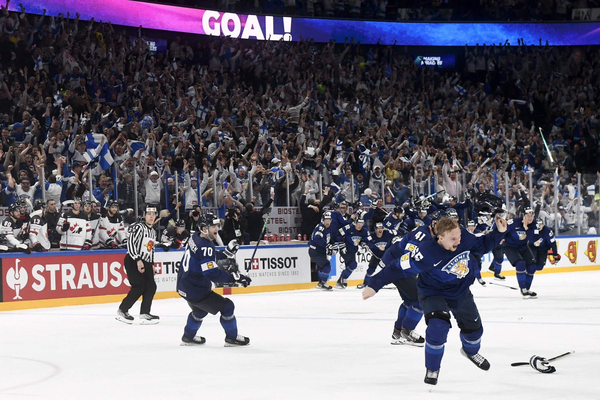 Finland won their fourth Men's Ice Hockey World Championship with an overtime goal ©Getty Images
