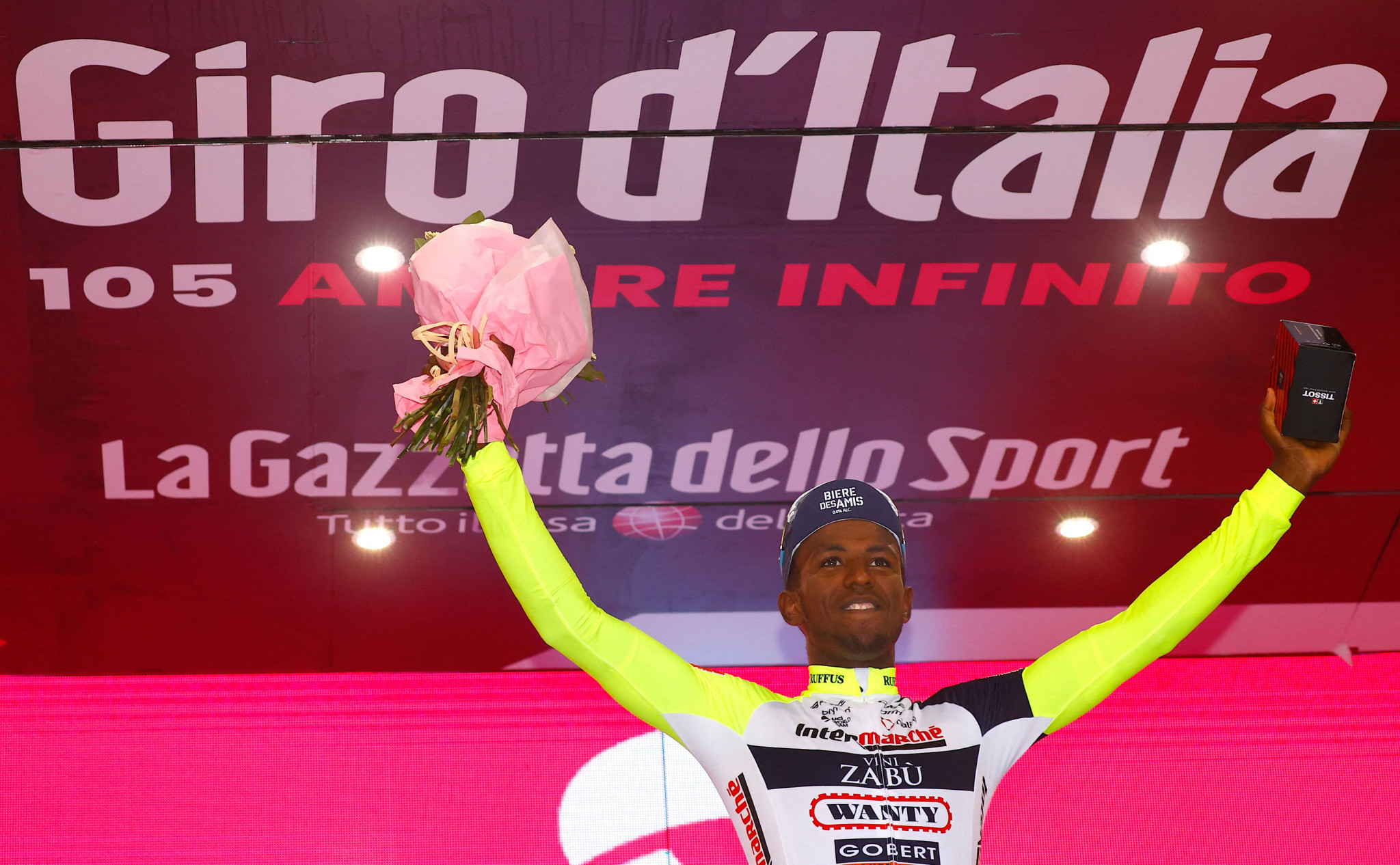 Eritrean rider Biniam Girmay won stage 10 of last month's Giro d'Italia but up to 30 riders from African nations could be given the opportunity to ride in Europe as part of the new UCI-ANOCA scheme ©Getty Images