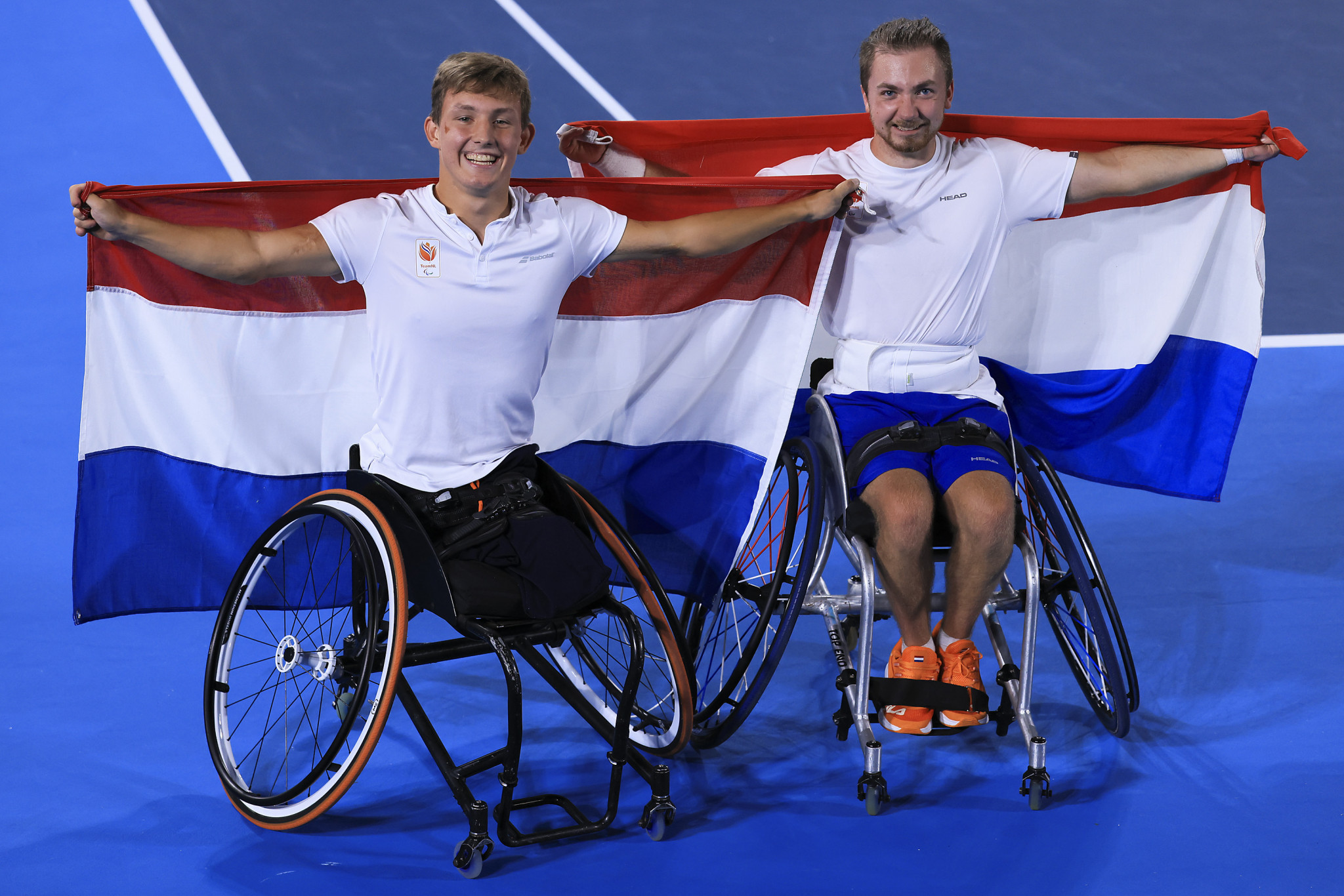 Paralympic champions Sam Schröder, right, and Niels Vink, left, won the quad doubles and reached the quad singles final at the French Open ©Getty Images