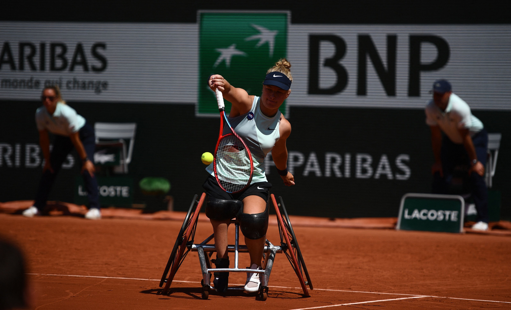 The Netherlands' Diede de Groot won the first wheelchair tennis final staged on Court Philippe Chatrier ©Getty Images