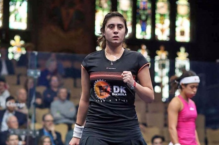 Egypt's Nour El Sherbini upset the odds to eliminate former world number one Nicol David from the PSA Windy City Open in Chicago ©squashpics.com