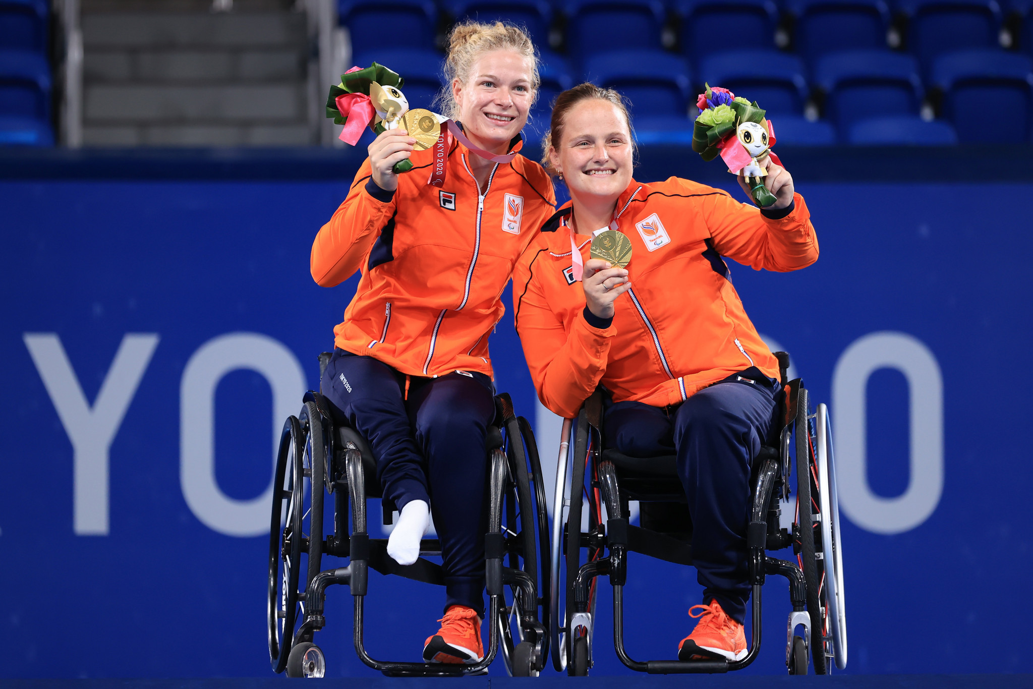 The Netherlands' Paralympic champions Diede de Groot and Aniek van Koot won a fifth consecutive women's doubles French Open title ©Getty Images