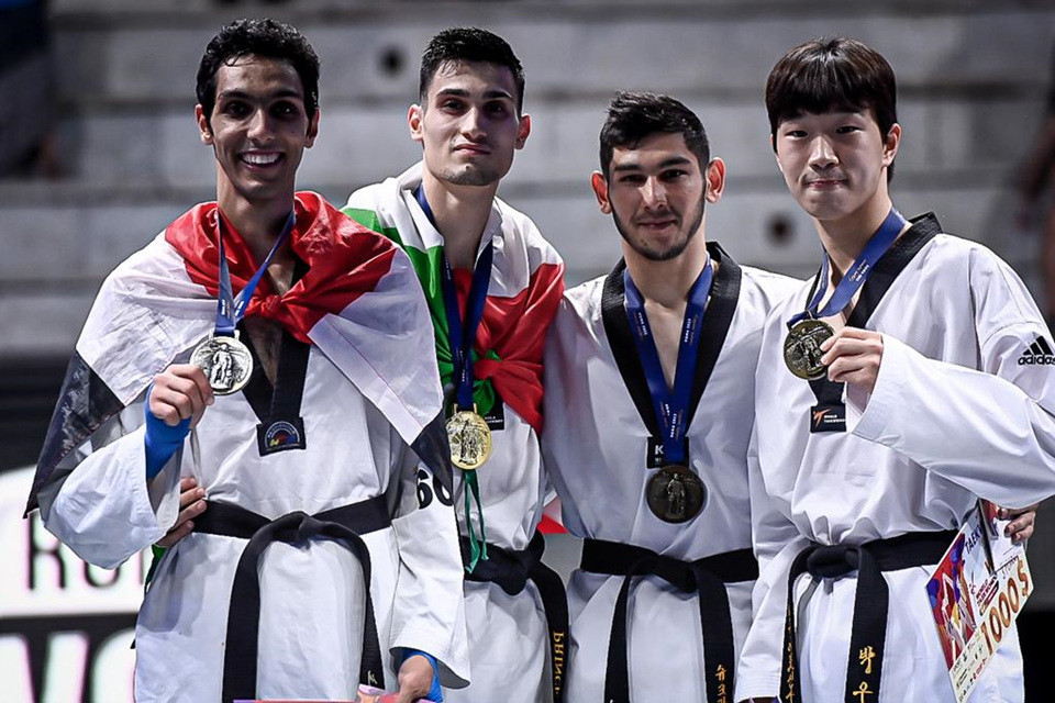 Italy's Simone Alessio, second from left, bagged the under-80kg gold in Rome ©World Taekwondo