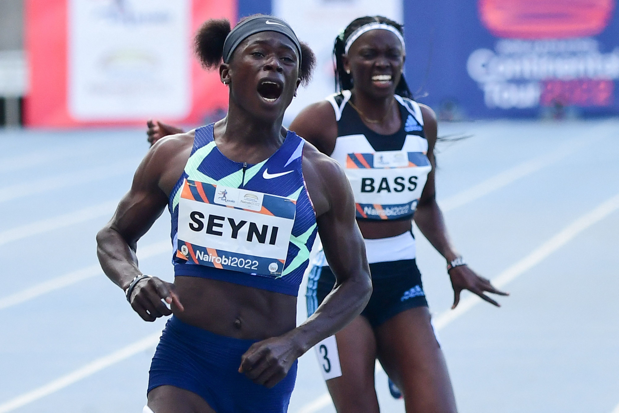 Aminatou Seyni and Gina Bass are into the women's 100m final ©Getty Images