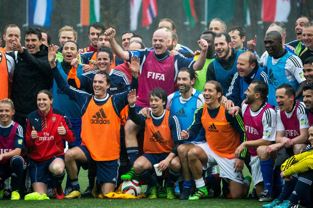 Newly-elected FIFA President Gianni Infantino participated in a friendly match with several footballing legends following his surprise election victory
