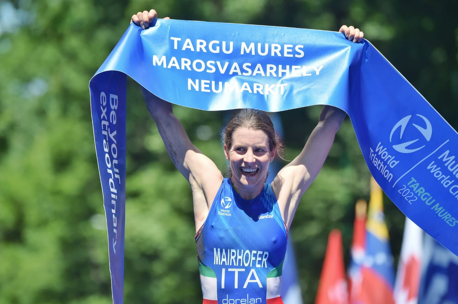Sandra Mairhofer claimed victory in the women's race ©World Triathlon