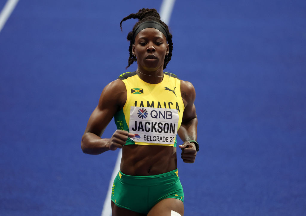 Jamaica's Shericka Jackson beat compatriot and Olympic champion Elaine Thompson-Herah over 200m in Rome tonight ©Getty Images