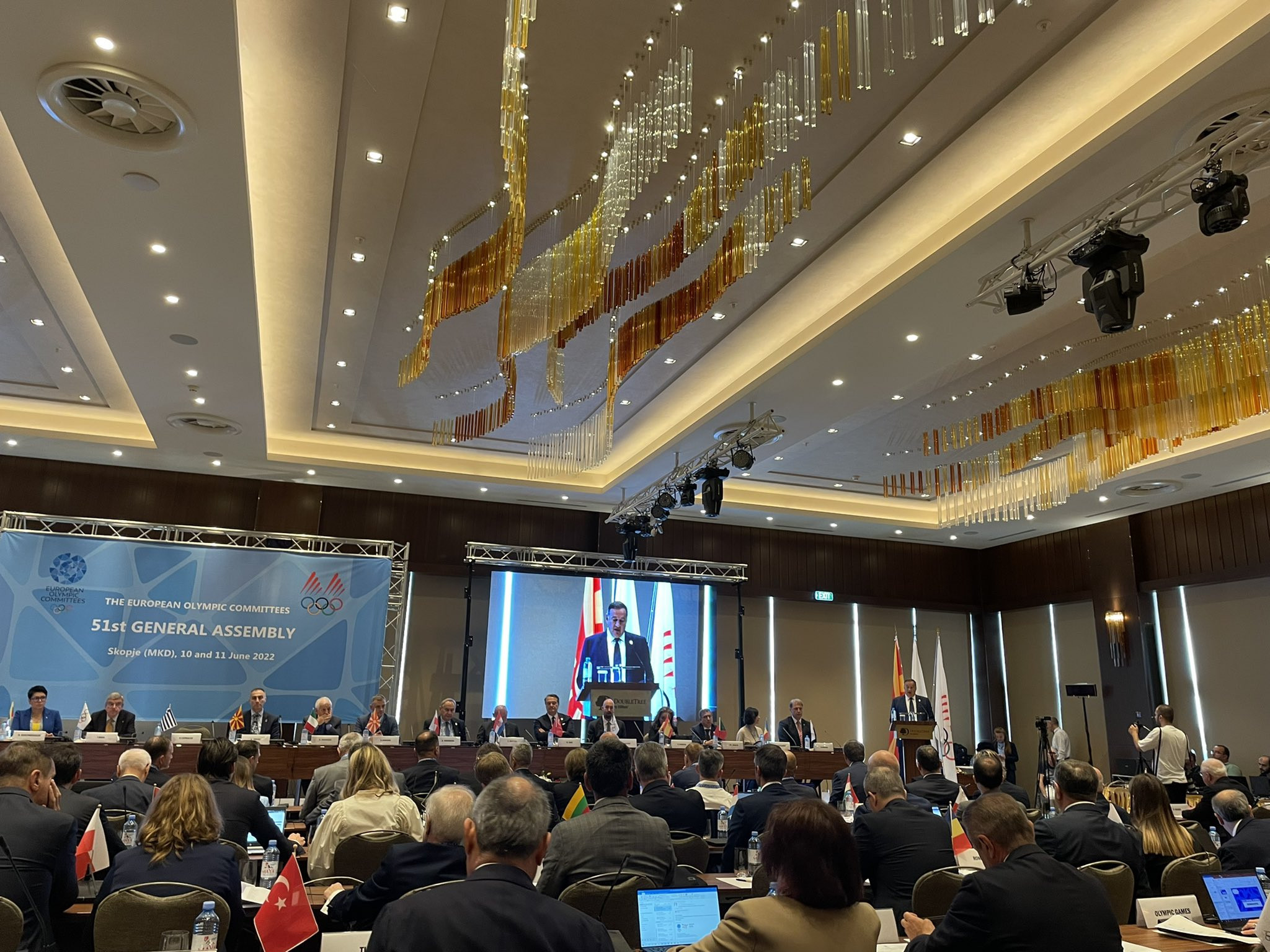 EOC President Spyros Capralos confirmed that Russia and Belarus would not be present at the General Assembly in Skopje ©EOC